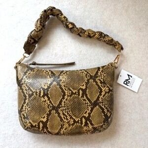 Rebecca Minkoff Eldridge Braided Crossbody Bag Caramel Snakeskin Leather NEW